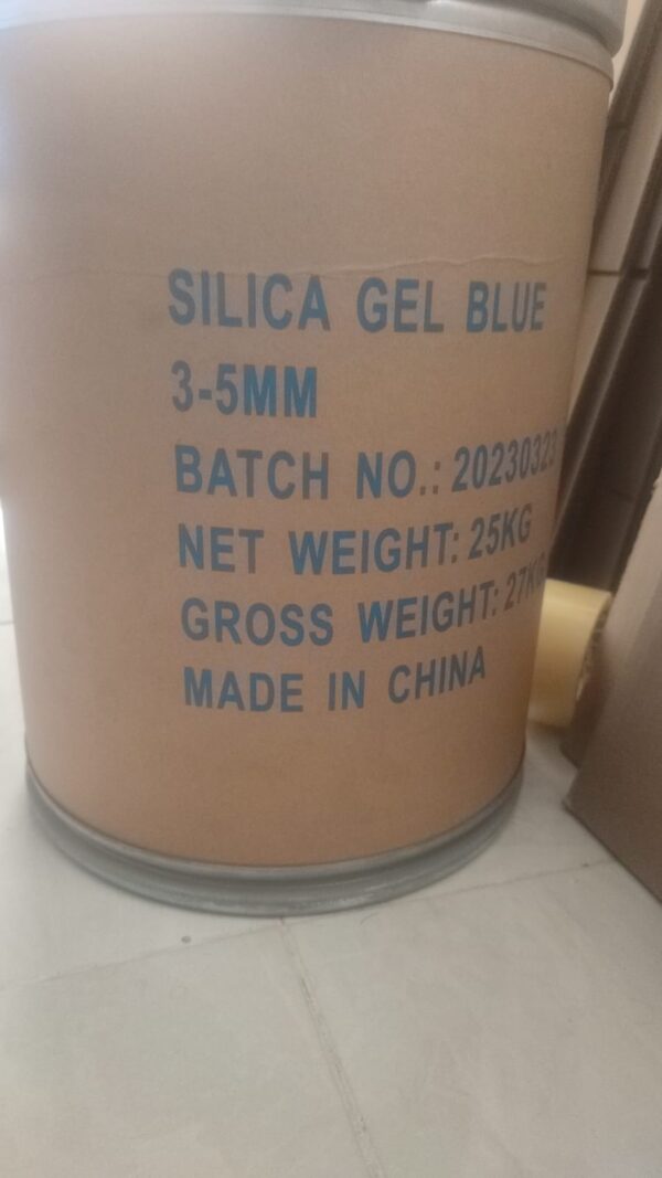 Silica gel blue Silica Gel: Blue, Orange, White 25kg Pail